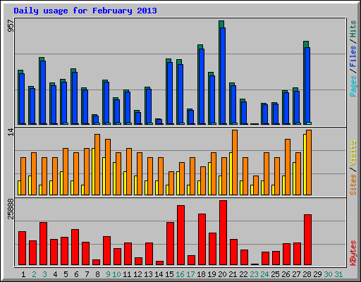 Daily usage for February 2013
